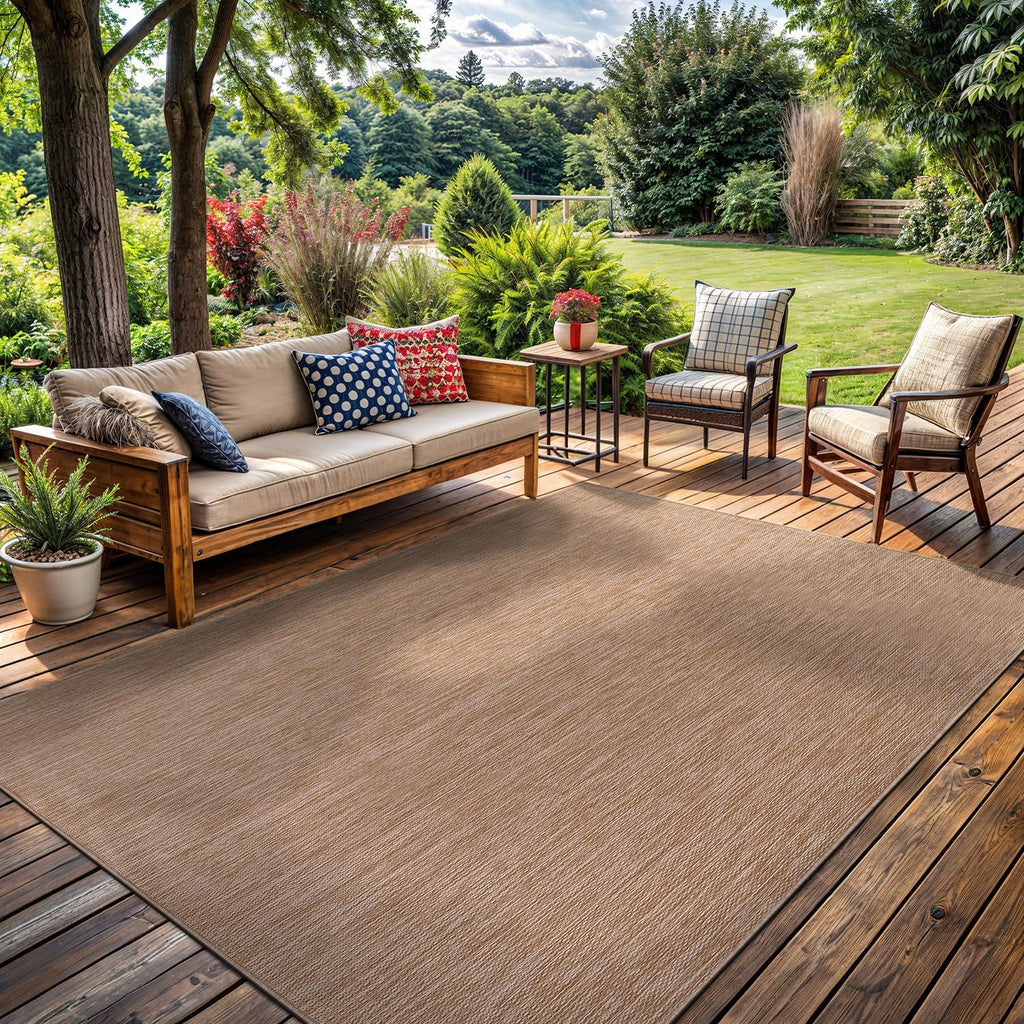 Washable Jute Indoor‑Outdoor Rug 6'x9' Beige