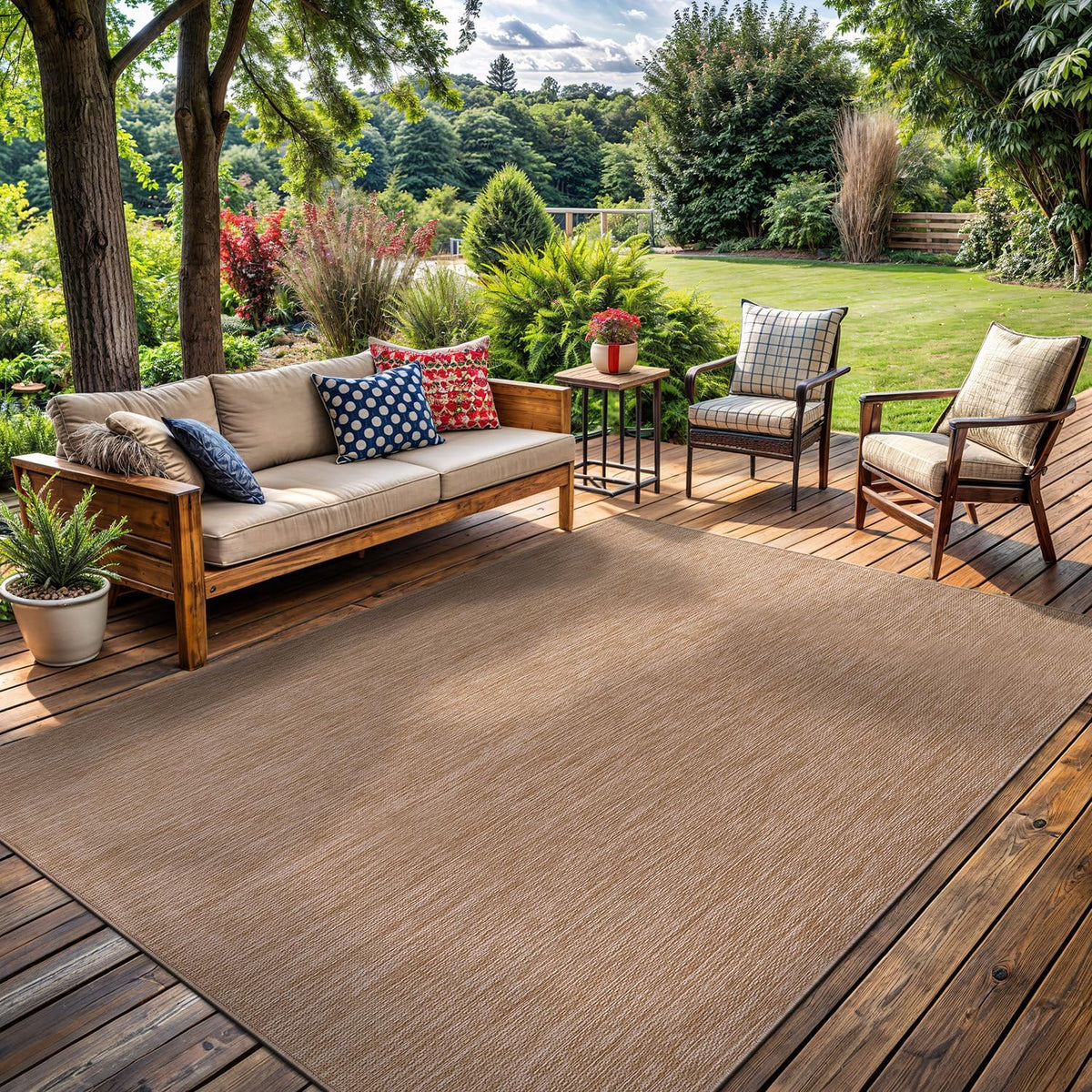 Washable Jute Indoor‑Outdoor Rug 6'x9' Beige