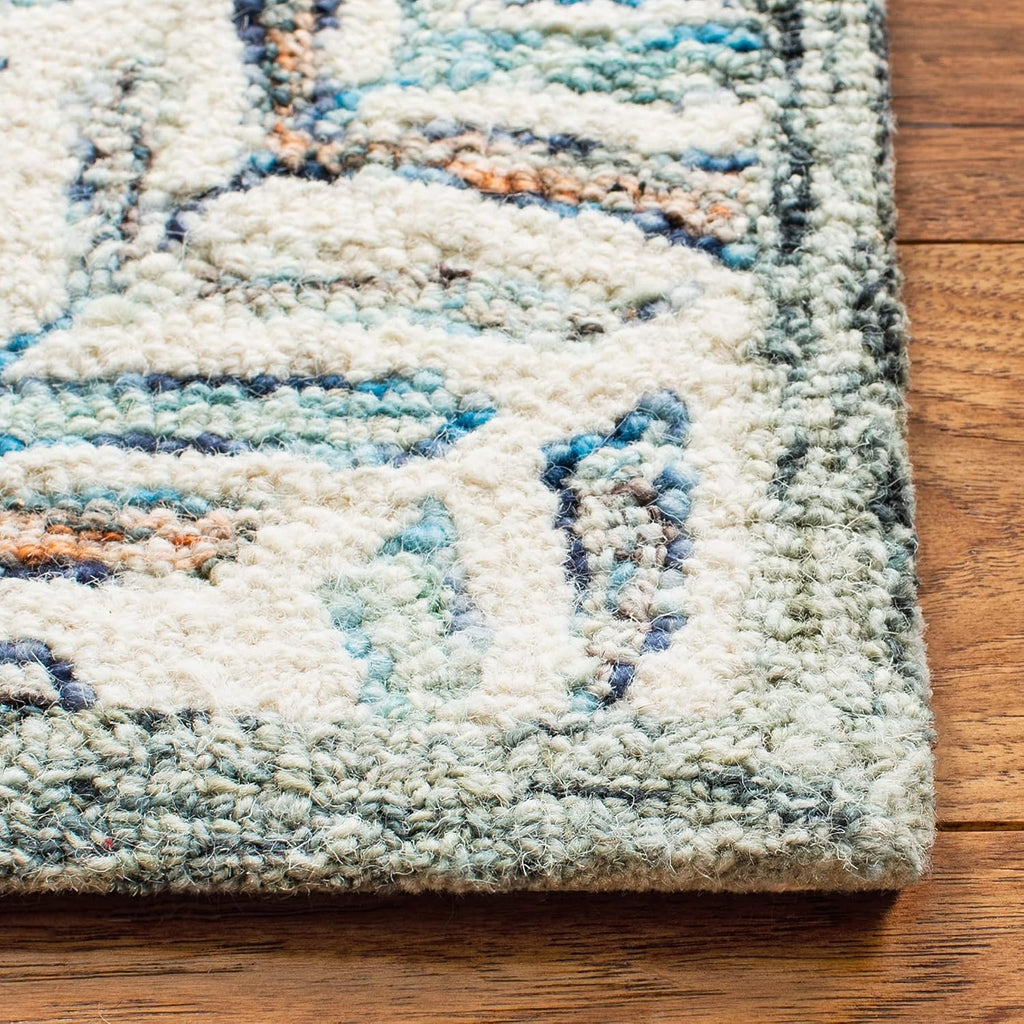 Capri Wool Runner Rug 2'3"x9' Ivory Blue