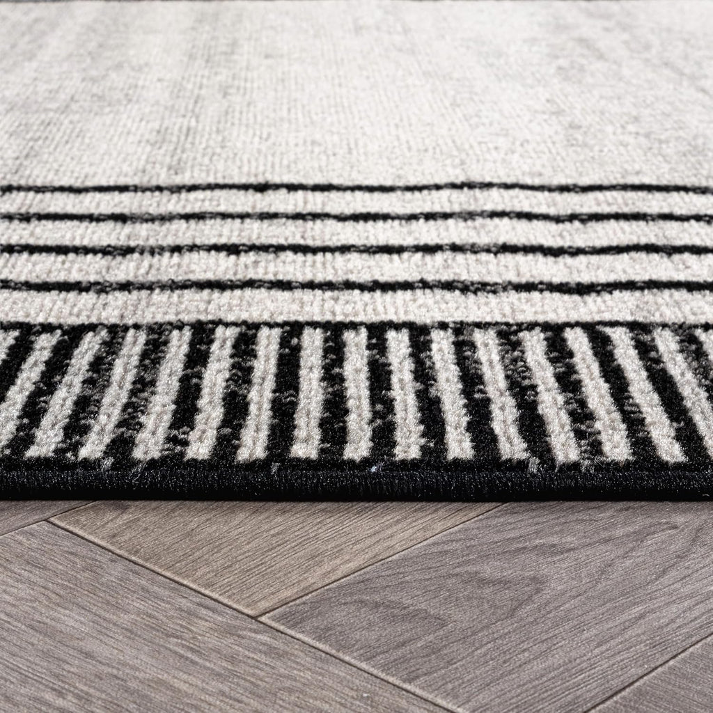 Geometric Bordered Area Rug Cream 5' x 7'