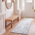 Capri Wool Runner Rug 2'3"x9' Ivory Blue