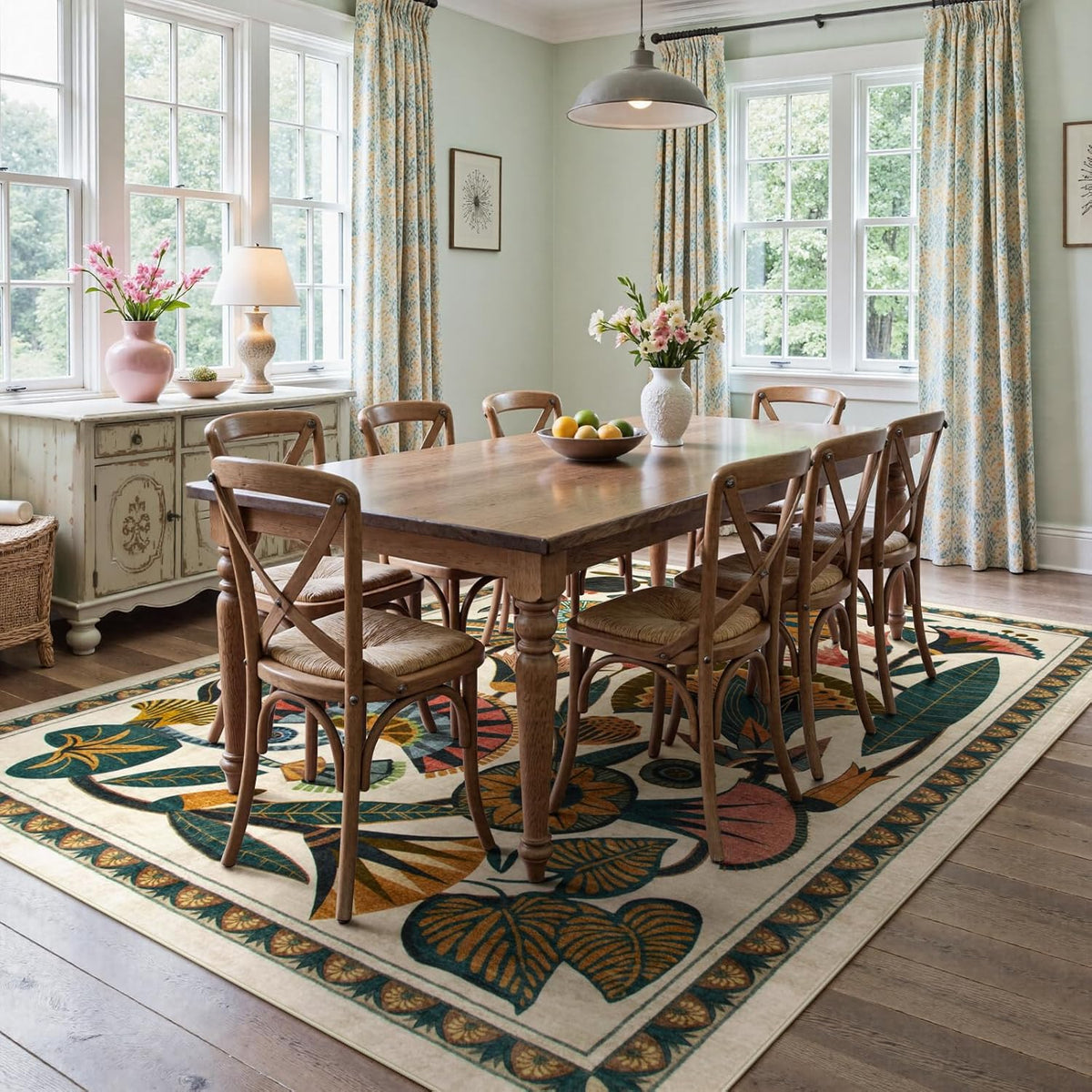 Beige Washable Area Rug 8'x10'