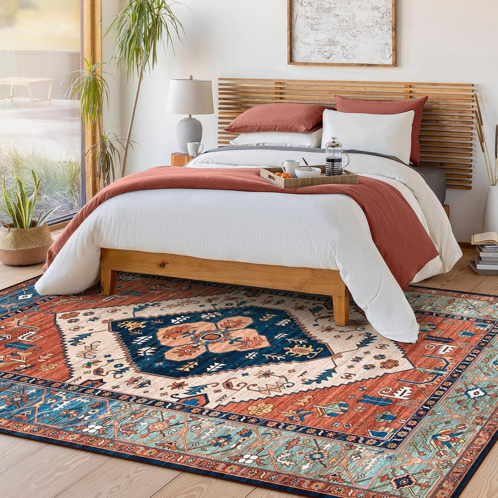 Vintage Oriental Washable Rug 6'x9'