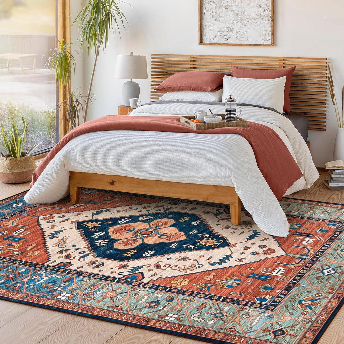 Vintage Oriental Washable Rug 6'x9'