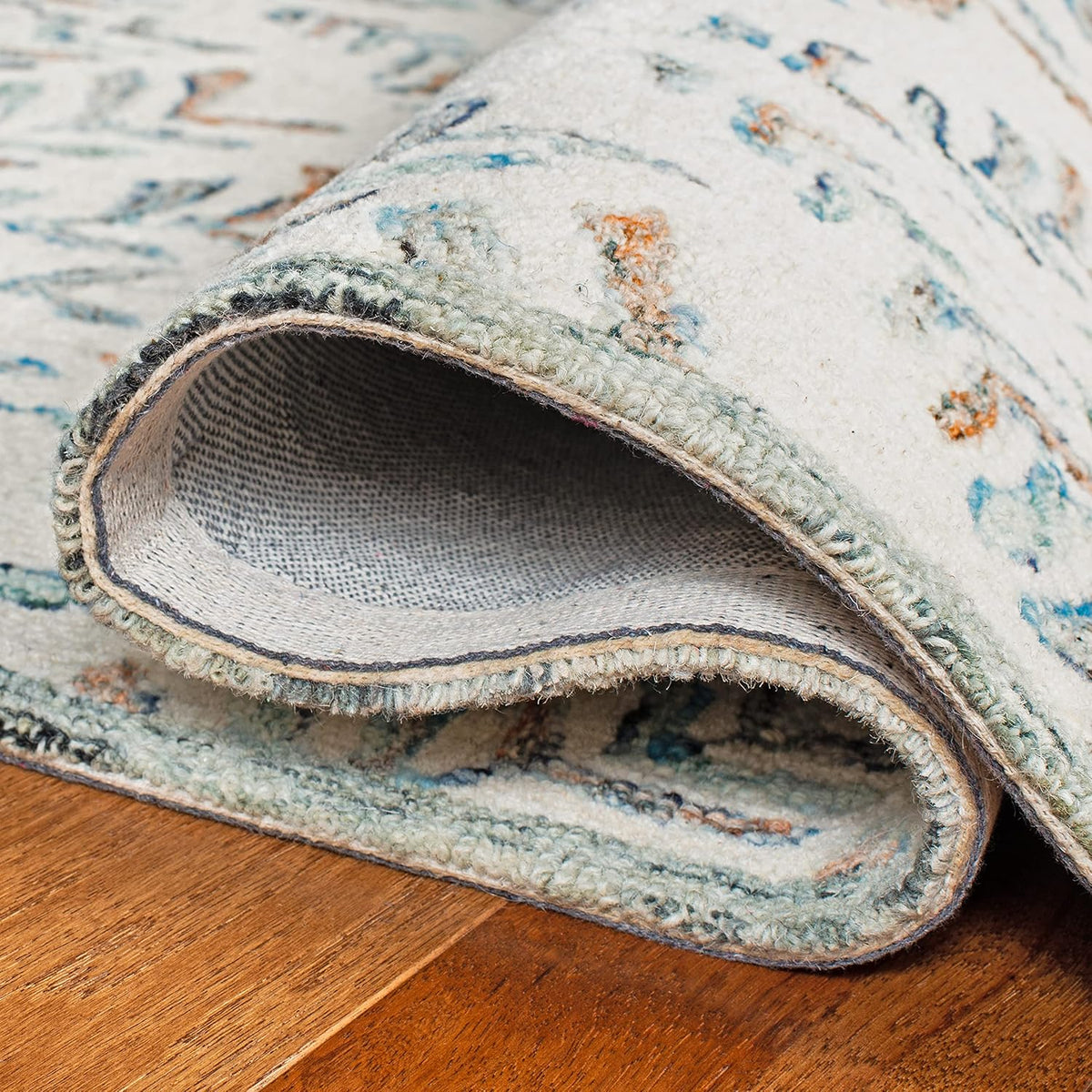 Capri Wool Runner Rug 2'3"x9' Ivory Blue