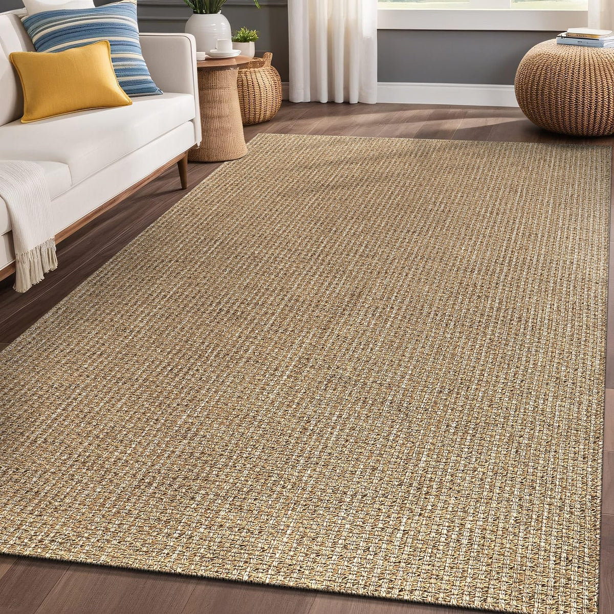 Boho Woven Jute Rug 4'x6' Natural