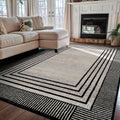 Geometric Bordered Area Rug Cream 5' x 7'