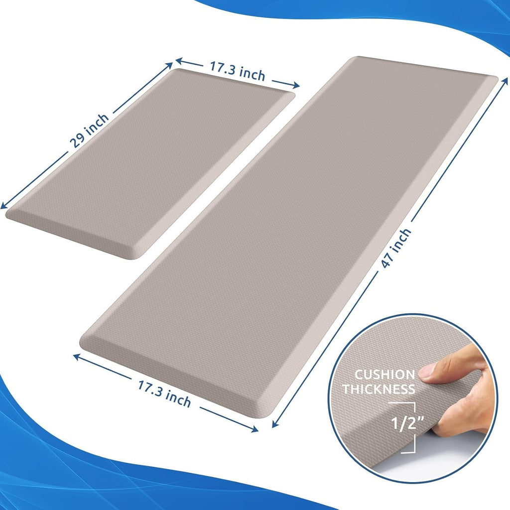 2‑Pcs Anti‑Fatigue Comfort Kitchen Floor Mats