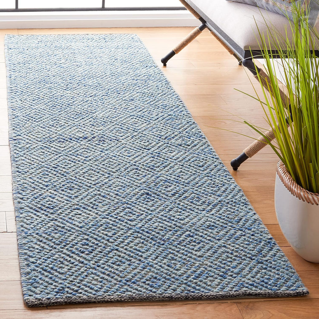2'3"x6' Scandinavian Blue Wool Runner Rug