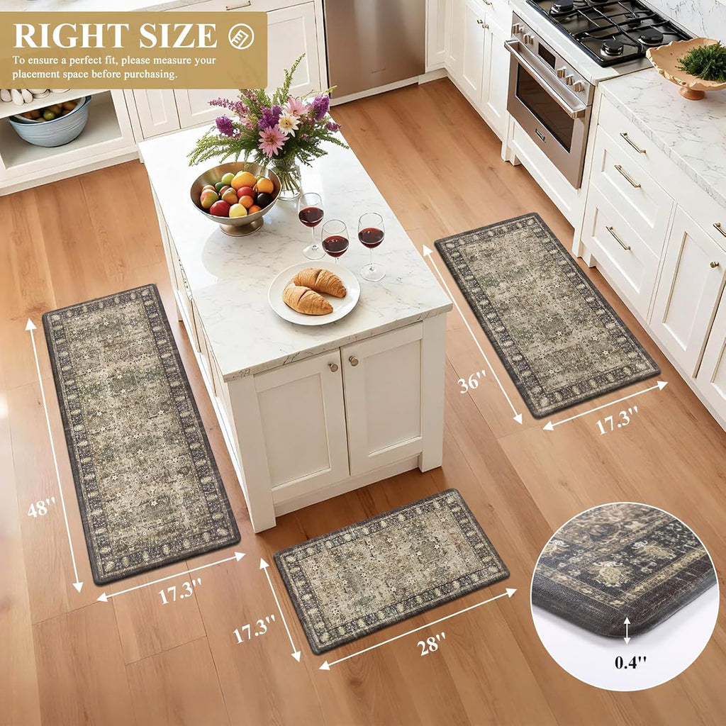 Cushioned Anti‑Fatigue Mat Set 3‑Piece Multi Brown