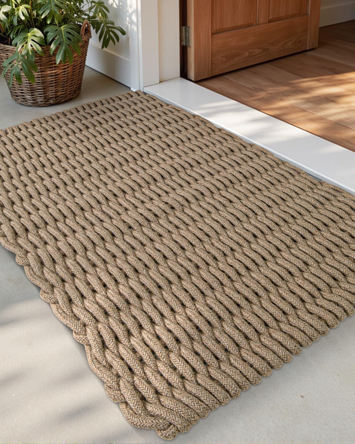 Woven Jute Door Mat 24x36 Light Taupe