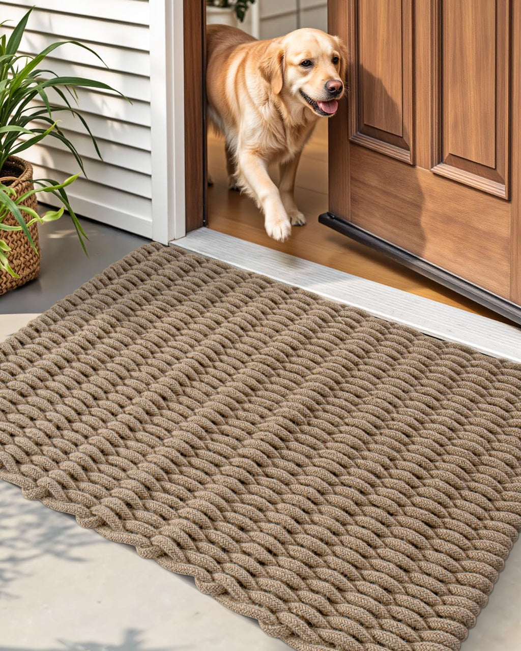 Woven Jute Door Mat 24x36 Light Taupe