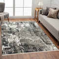 Abstract Fringed Area Rug Gray 5x7