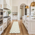 2'x8' Beige Checkered Faux‑Wool Runner Rug