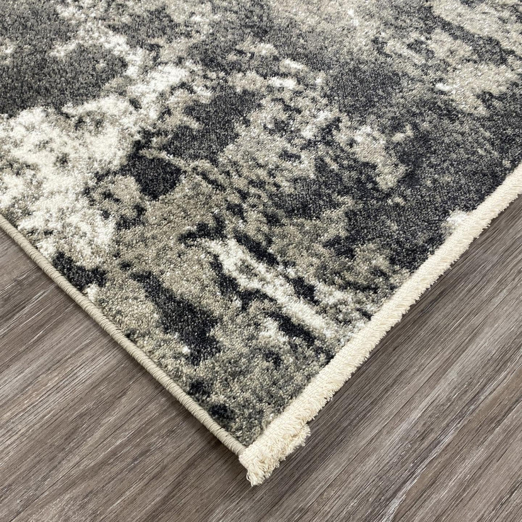 Abstract Fringed Area Rug Gray 5x7