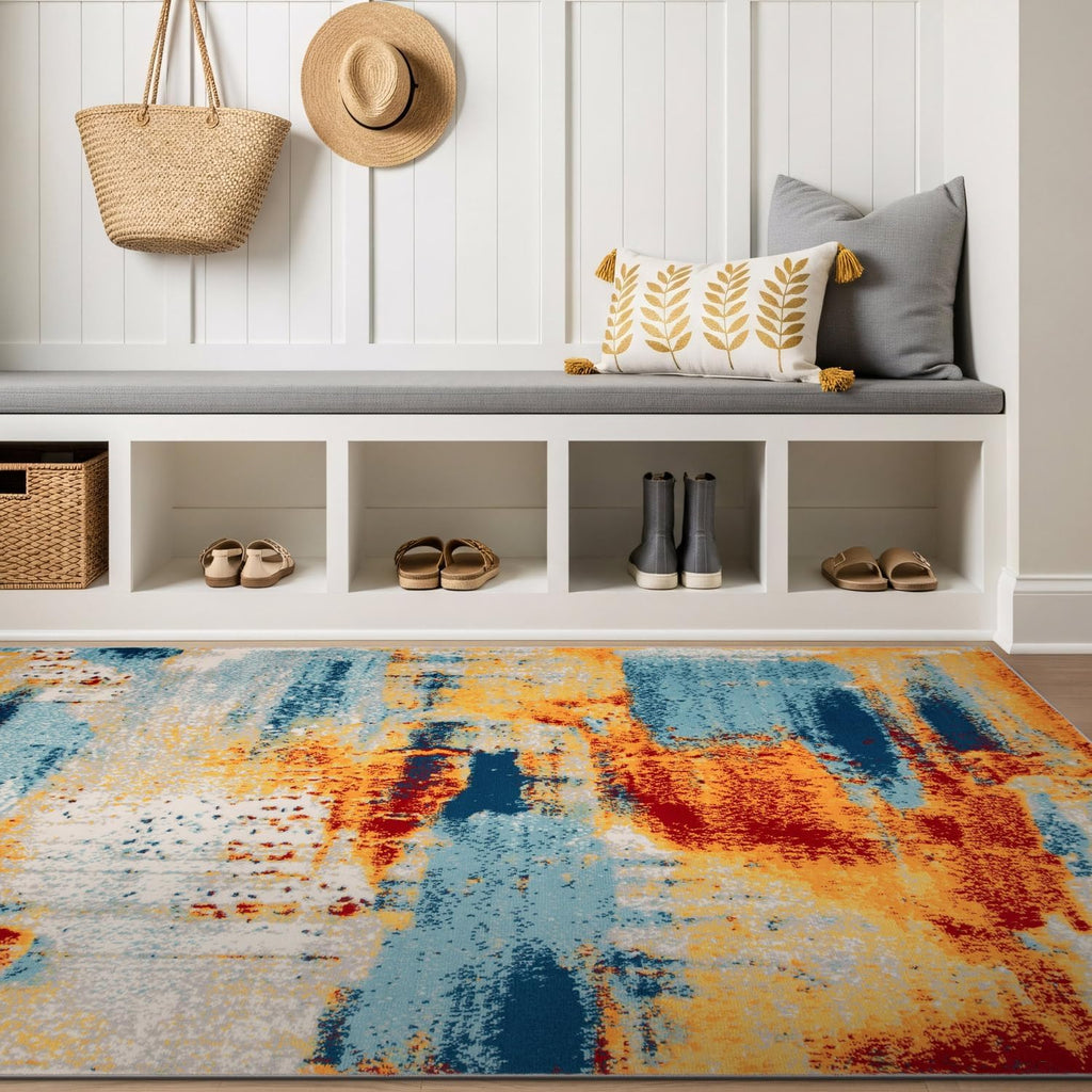 Abstract Fade‑Resistant Rug 4'x6' Multi
