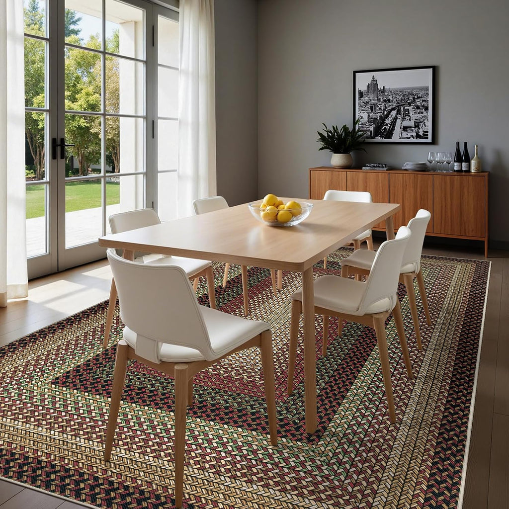Faux‑Braided Farmhouse Rug 5'x8' Washable
