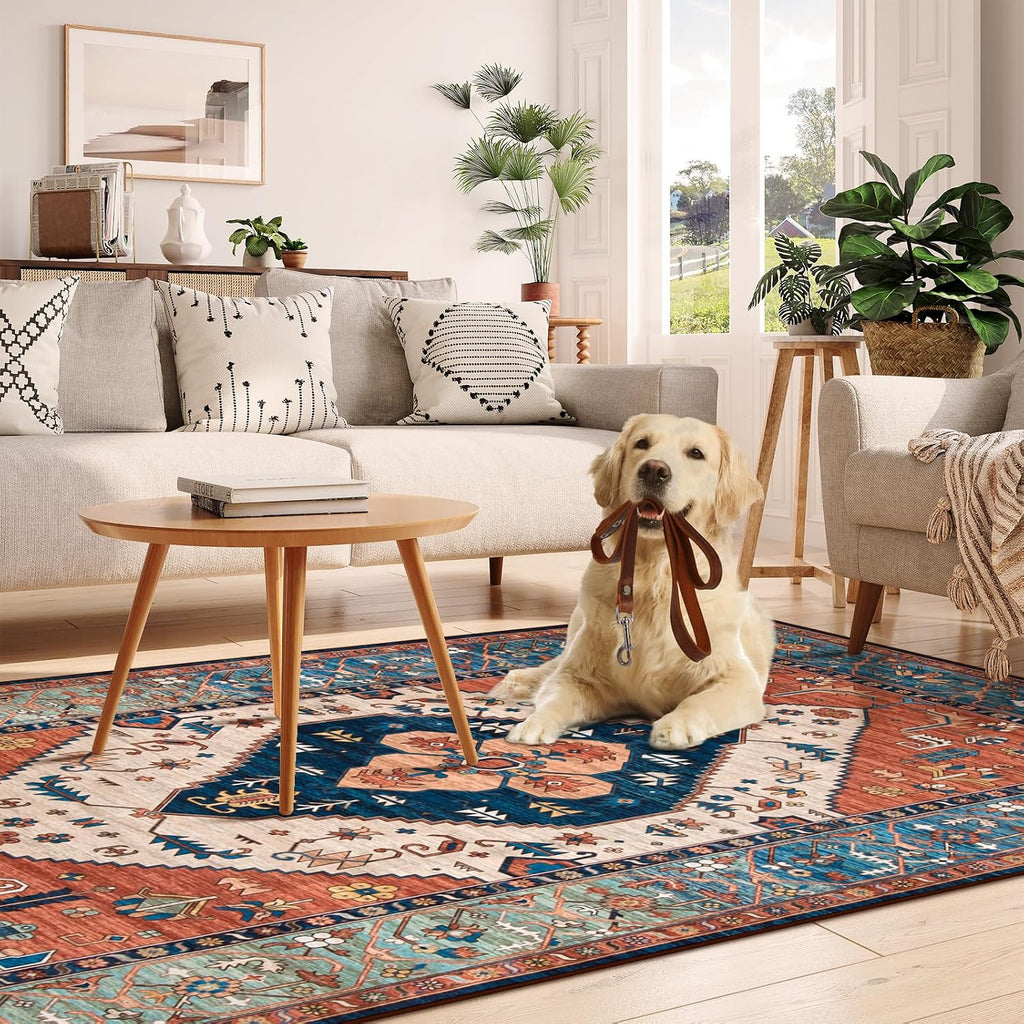 Vintage Oriental Washable Rug 6'x9'