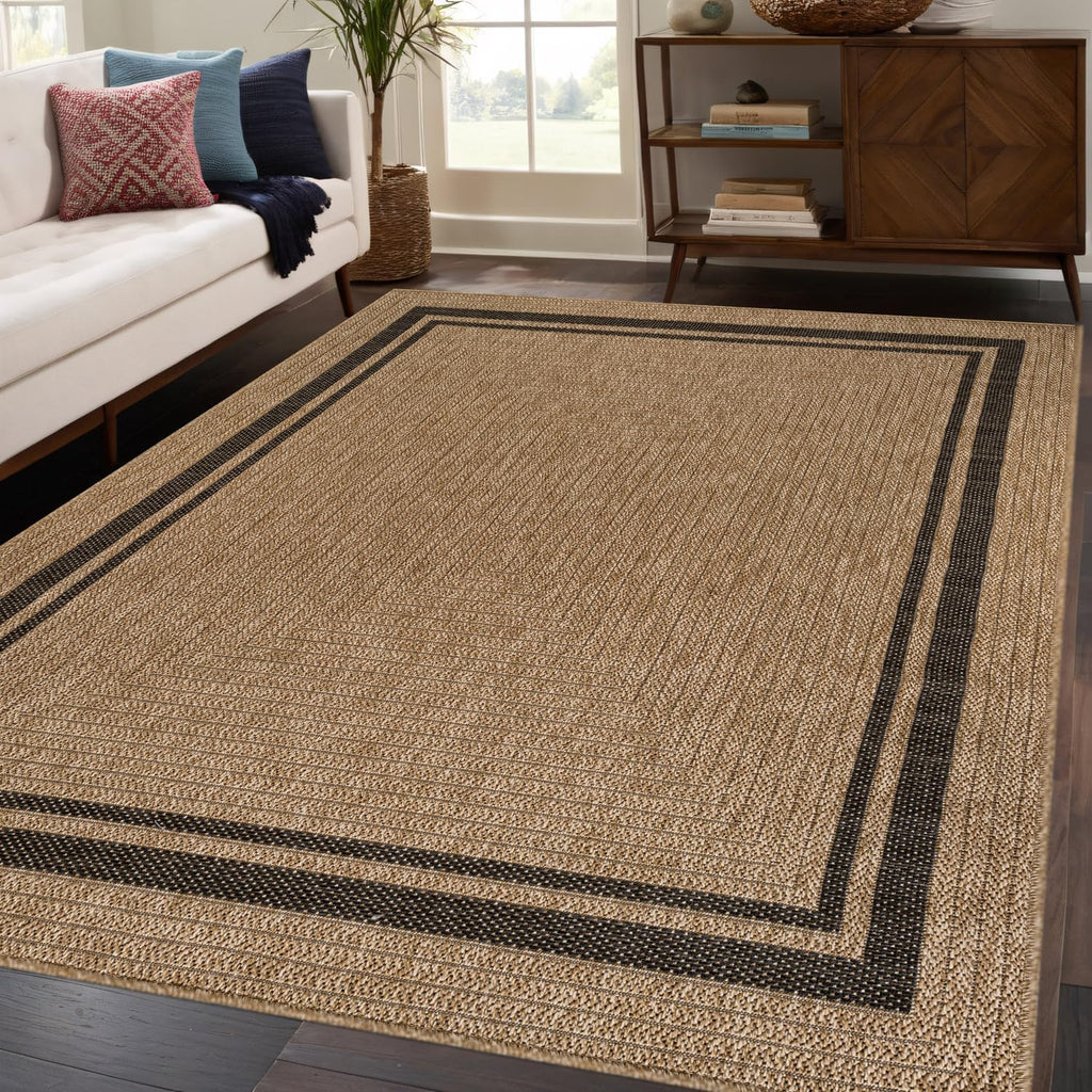 Jute Bordered Washable Rug 8'x10' Natural