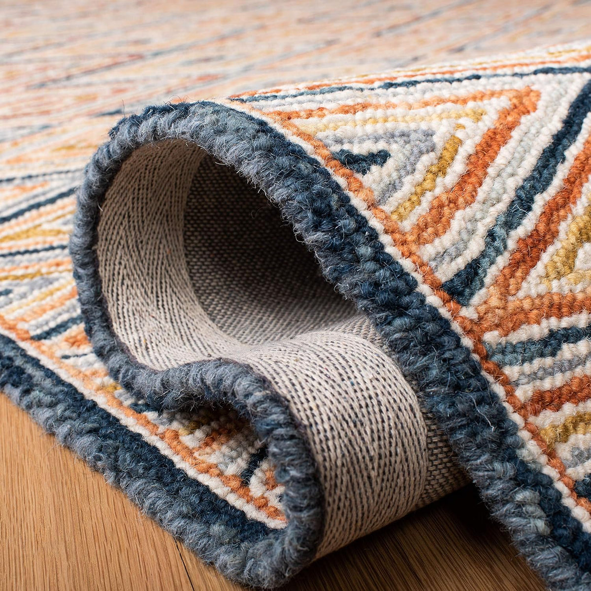 2'3"x9' Gold & Rust Boho Wool Runner Rug