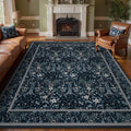 Boho Floral Vintage Washable Rug 5'x7' Dark Blue