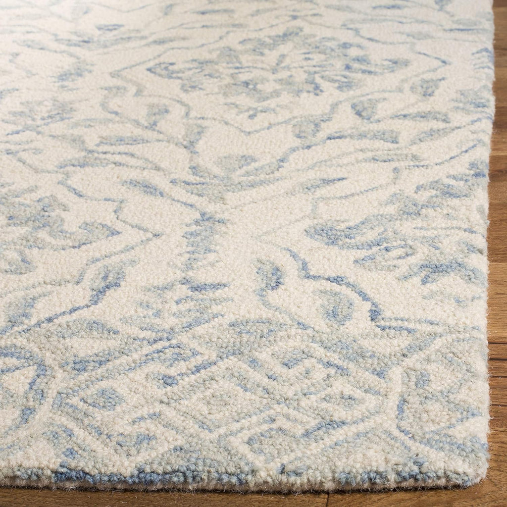 2'3"x6' Light Blue & Ivory Wool Runner Rug
