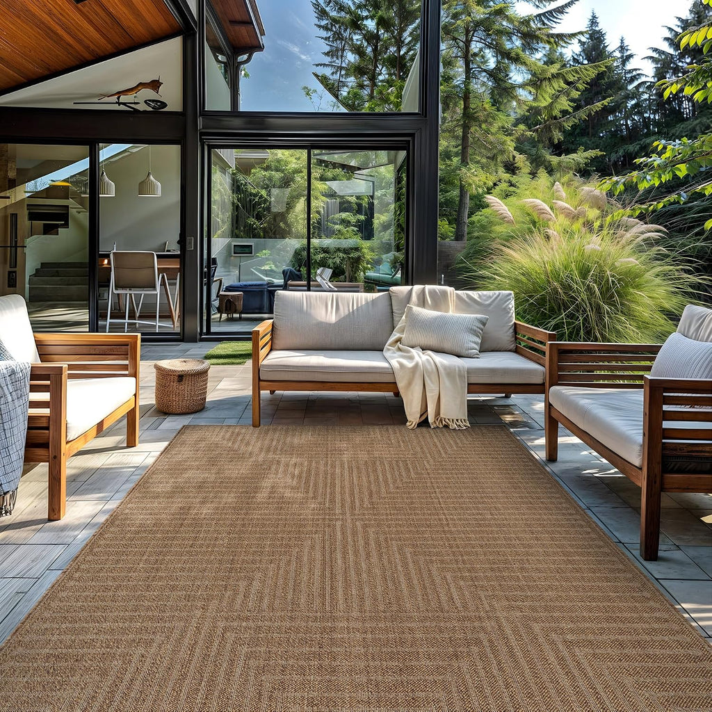 Jute‑Style Indoor Outdoor Rug 7'10"x10' Sand Natural