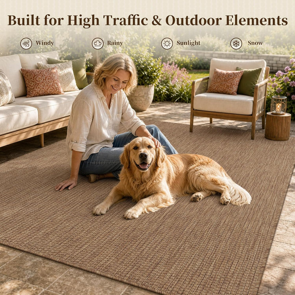 Textured Weave Indoor‑Outdoor Rug 5'x7' Brown