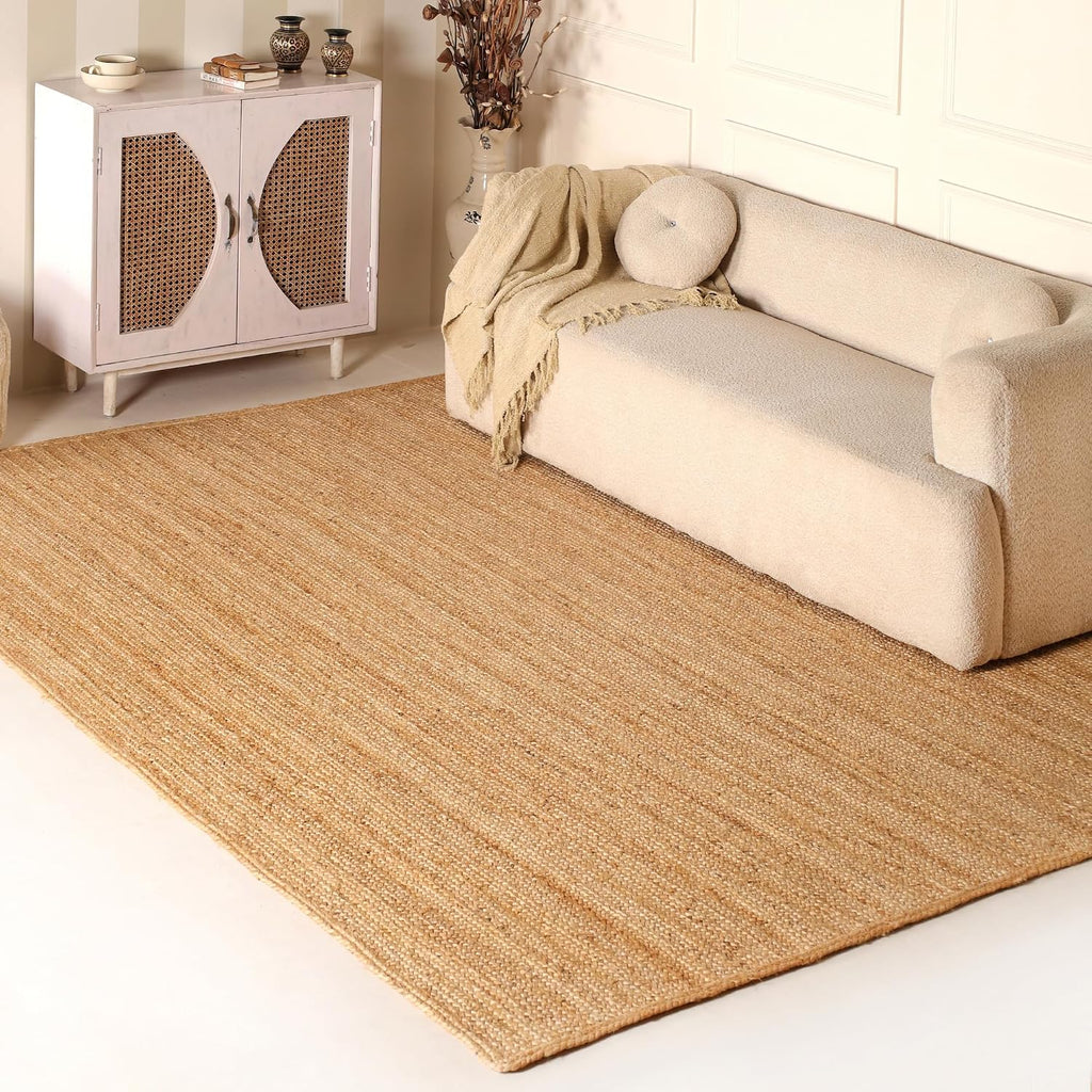 Natural Hand‑Braided Jute Area Rug 8'x10' Farmhouse