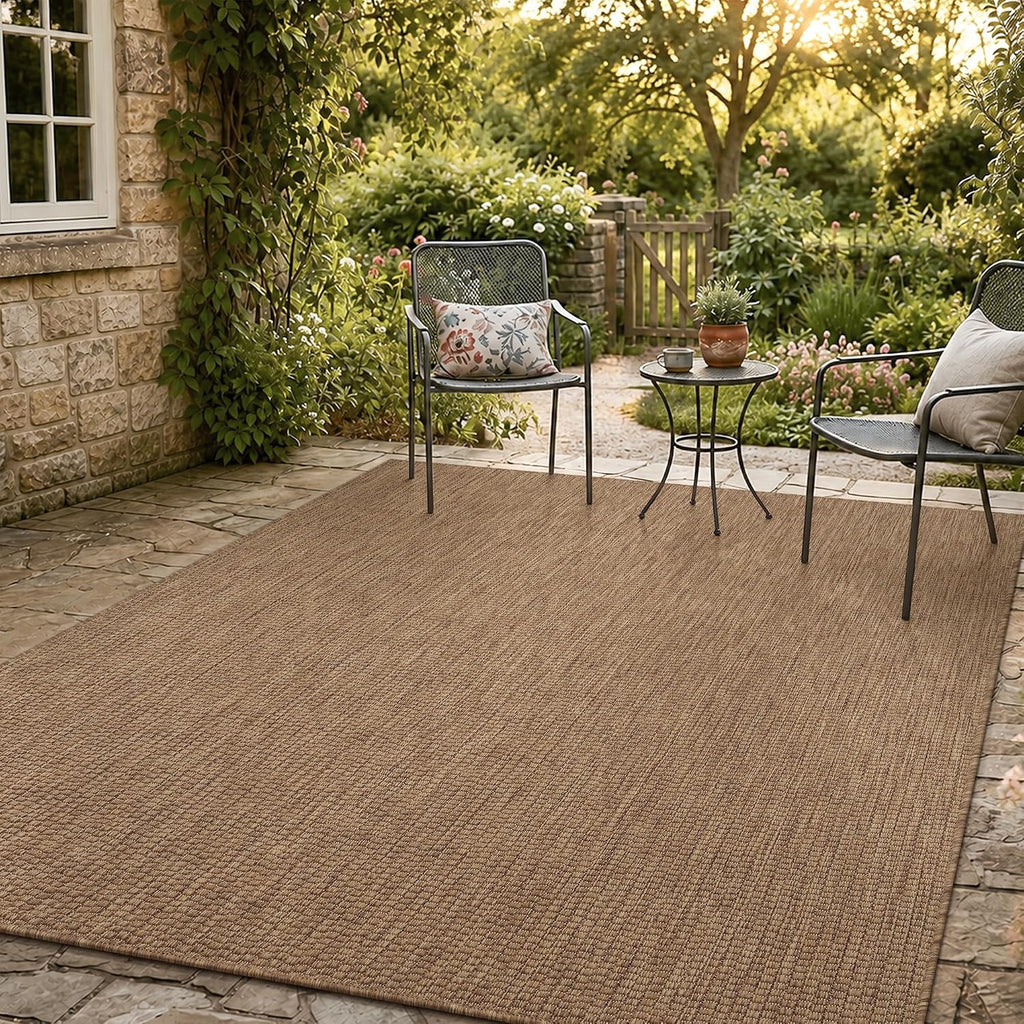 Textured Weave Indoor‑Outdoor Rug 5'x7' Brown