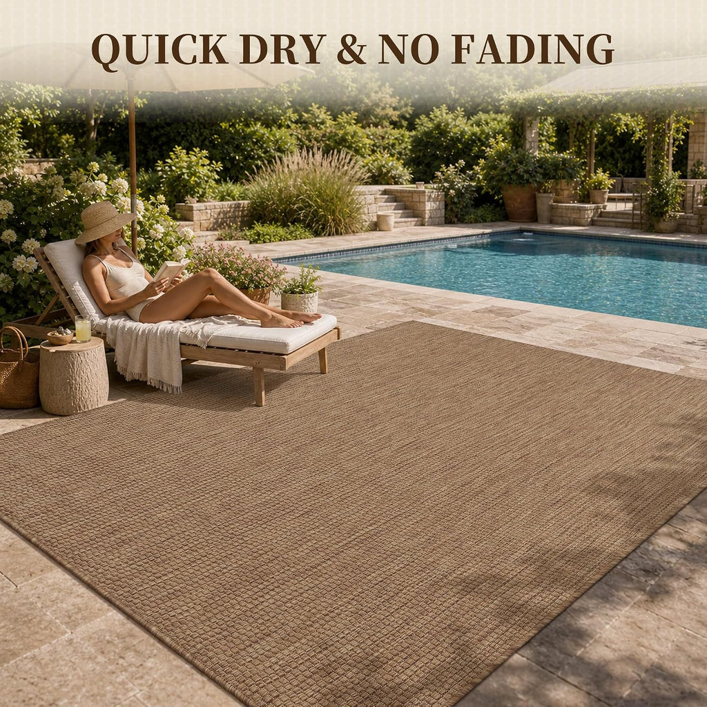 Textured Weave Indoor‑Outdoor Rug 5'x7' Brown