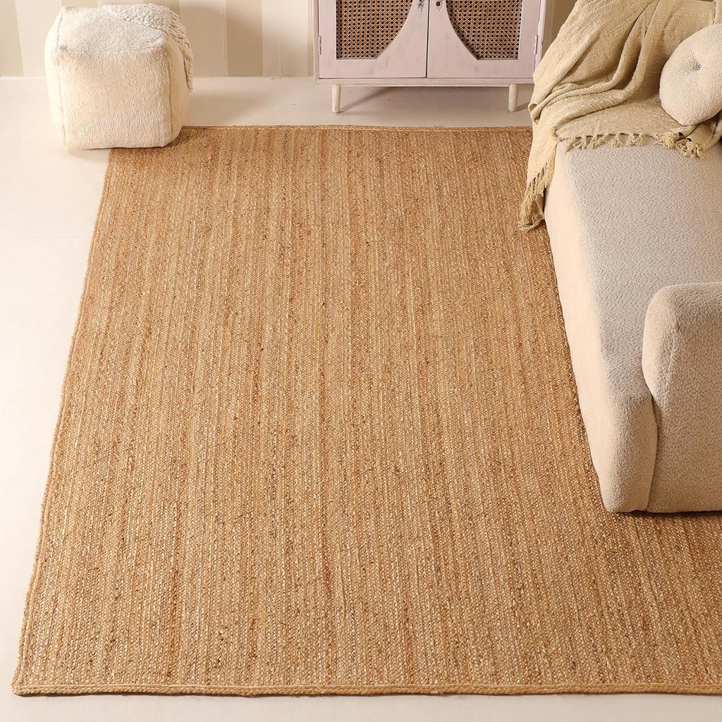 Natural Hand‑Braided Jute Area Rug 8'x10' Farmhouse