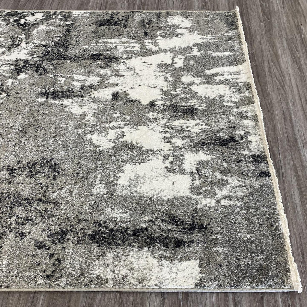 Abstract Fringed Area Rug Gray 5x7