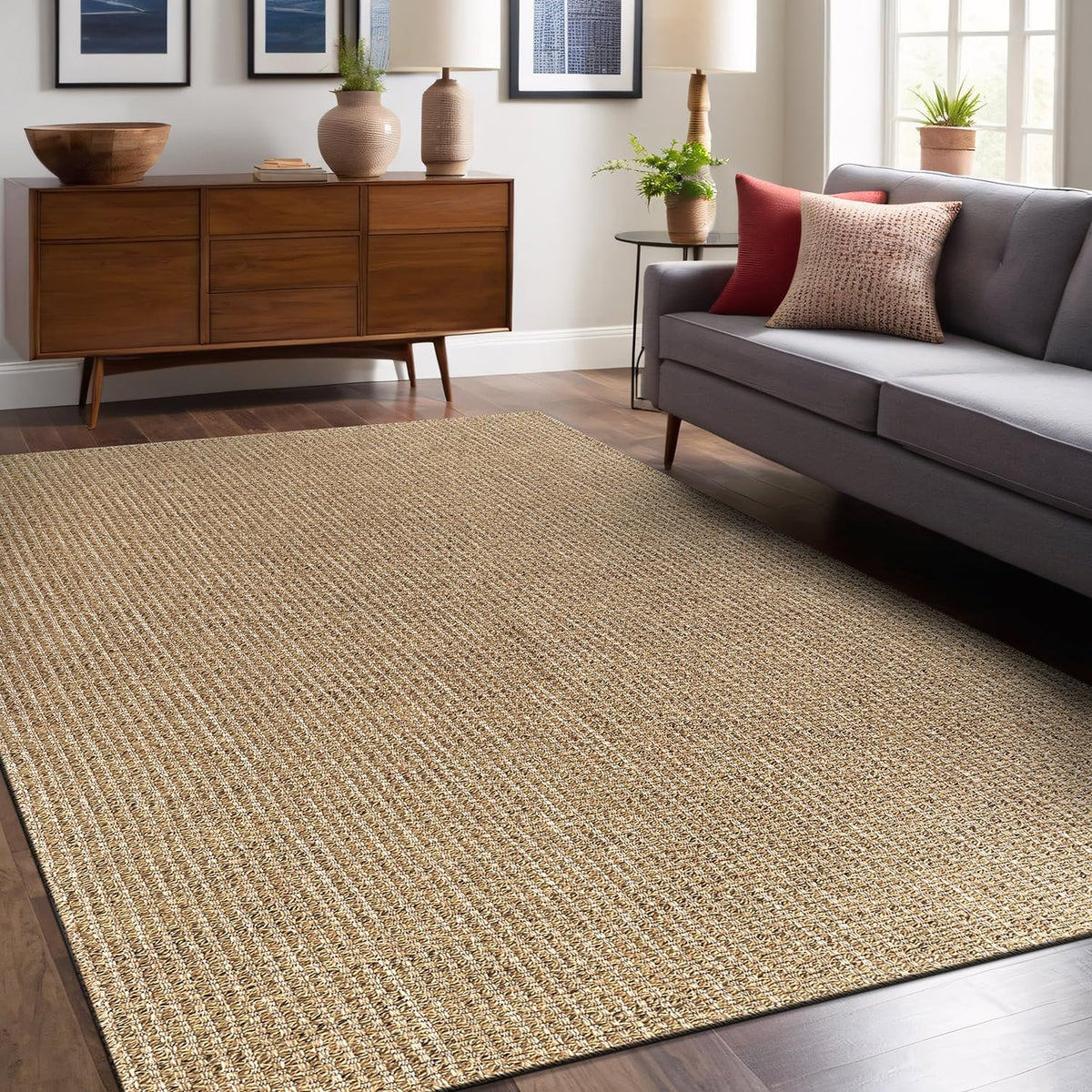 Boho Woven Jute Rug 4'x6' Natural