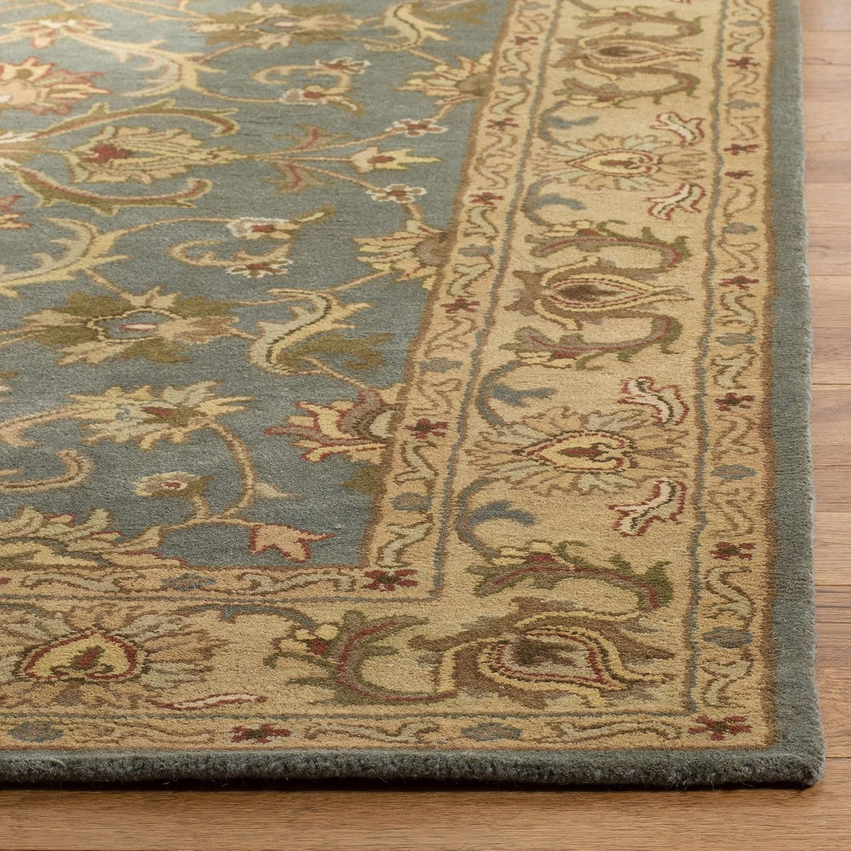 2'3"x6' Blue & Beige Traditional Wool Runner Rug