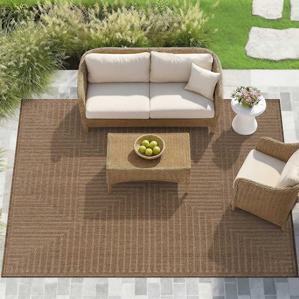 Jute‑Style Indoor Outdoor Rug 7'10"x10' Sand Natural