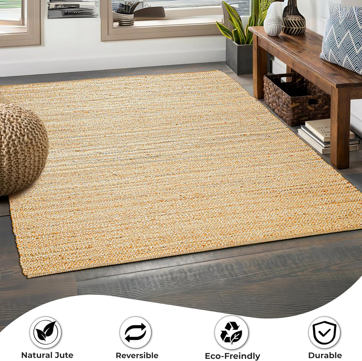 Braided Jute Rug 5'x8' Natural