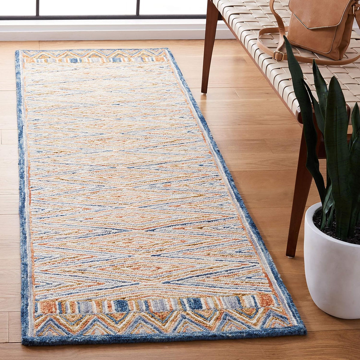 2'3"x9' Gold & Rust Boho Wool Runner Rug