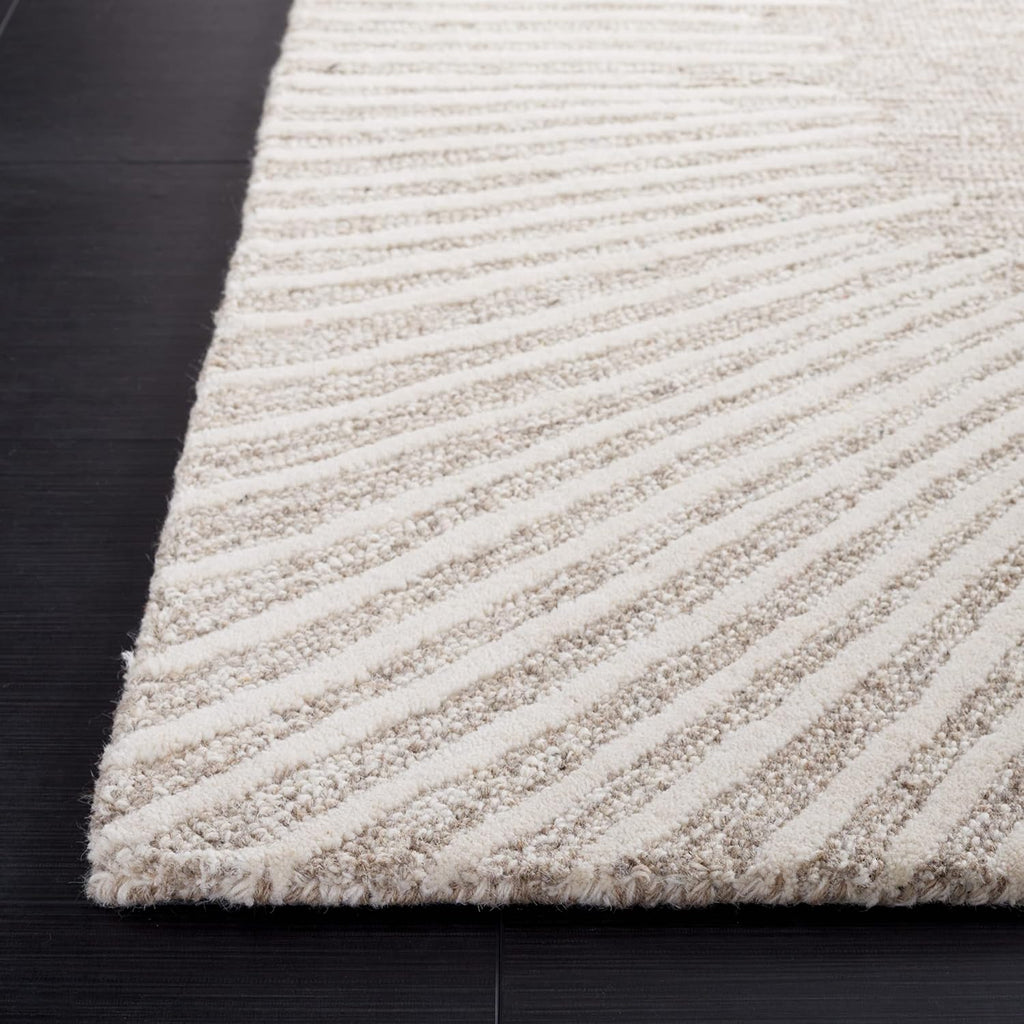 Abstract Wool Runner Rug 2'3"x10' Natural Ivory ABT478A