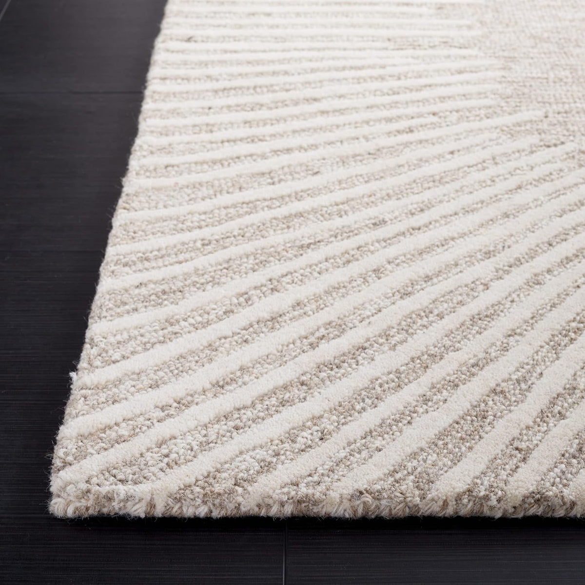 Abstract Wool Runner Rug 2'3"x10' Natural Ivory ABT478A