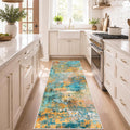 2'x6' Teal / Orange Washable Non‑Slip Runner Rug