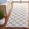 2'3"x8' Ivory & Navy Hand‑made Wool Runner Rug