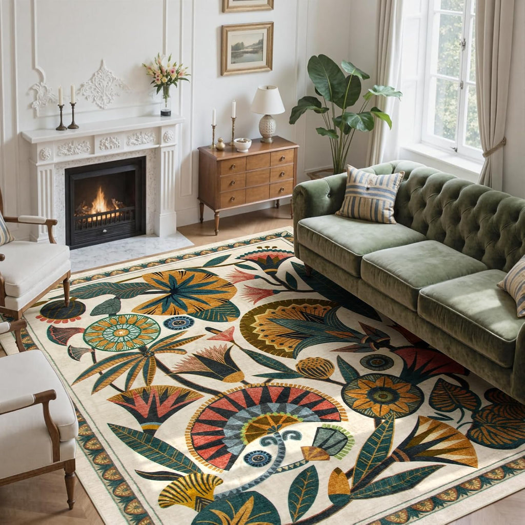 Beige Washable Area Rug 8'x10'