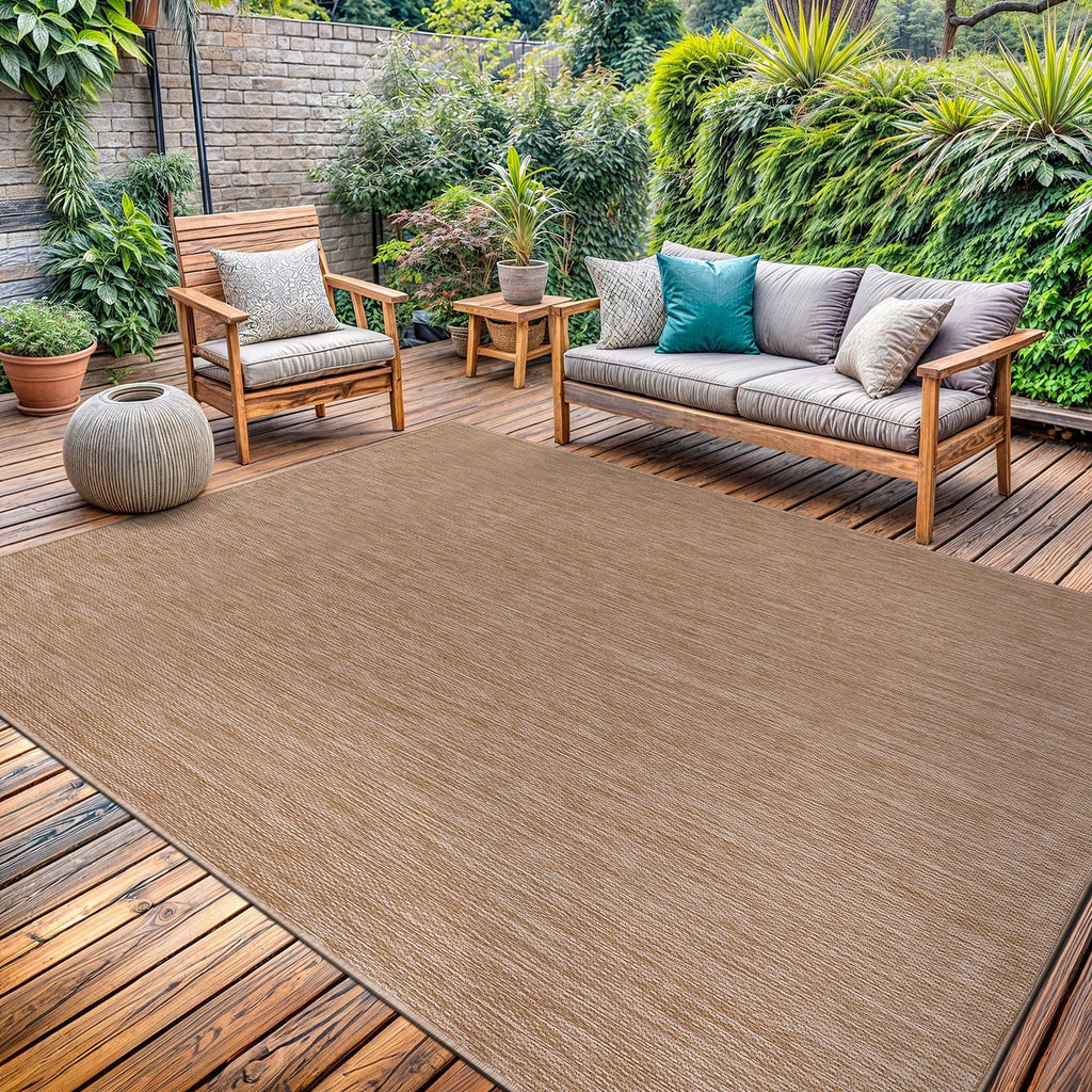 Washable Jute Indoor‑Outdoor Rug 6'x9' Beige