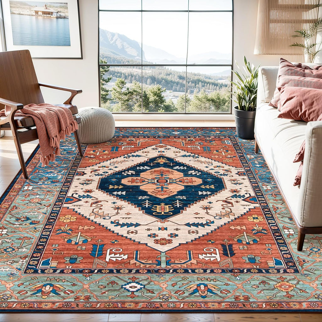 Vintage Oriental Washable Rug 6'x9'