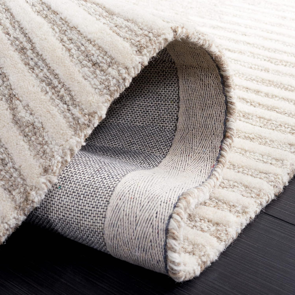 Abstract Wool Runner Rug 2'3"x10' Natural Ivory ABT478A
