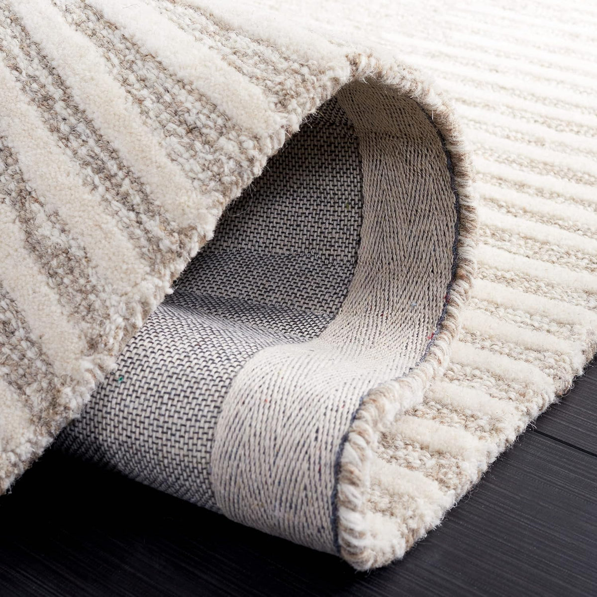 Abstract Wool Runner Rug 2'3"x10' Natural Ivory ABT478A