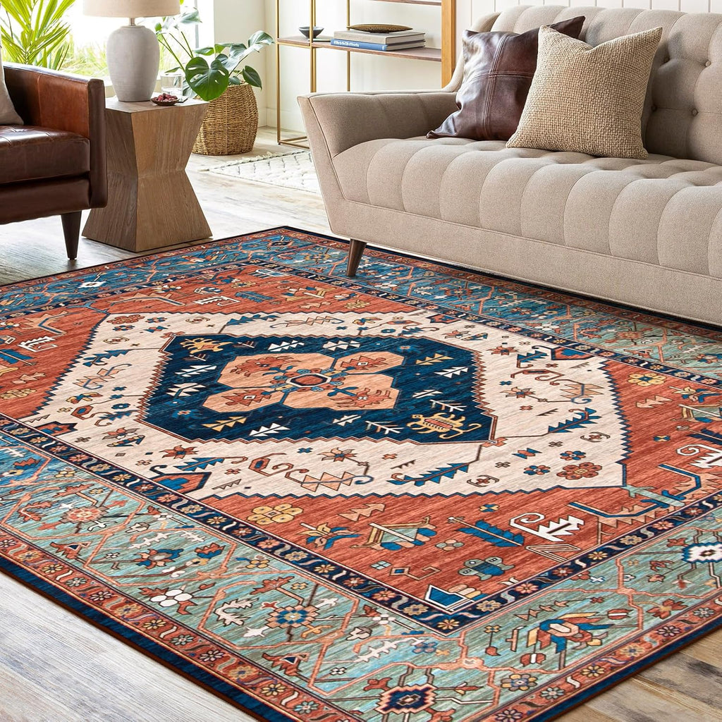Vintage Oriental Washable Rug 6'x9'