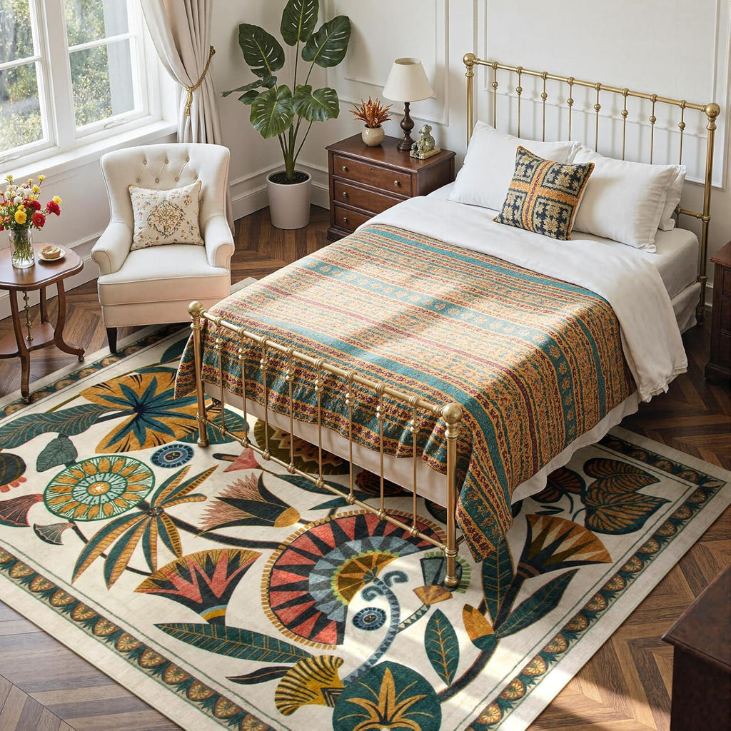 Beige Washable Area Rug 8'x10'